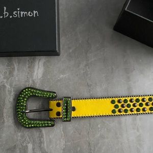 BB simon green rhinestone belt